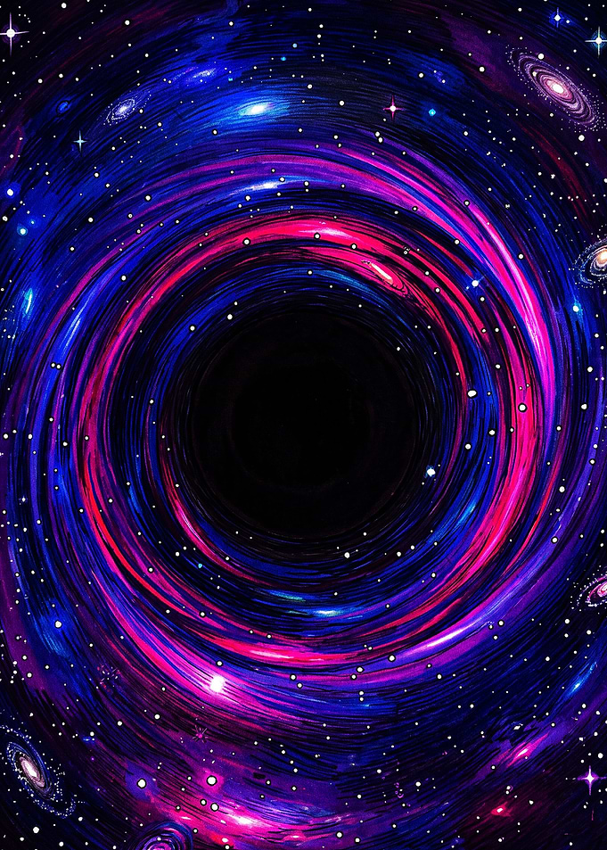 Vibrant Swirling Cosmic Black Hole