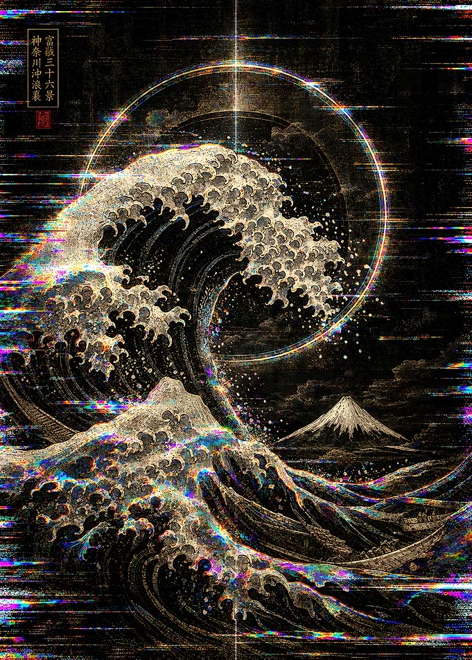 The Great Wave Glitch Art