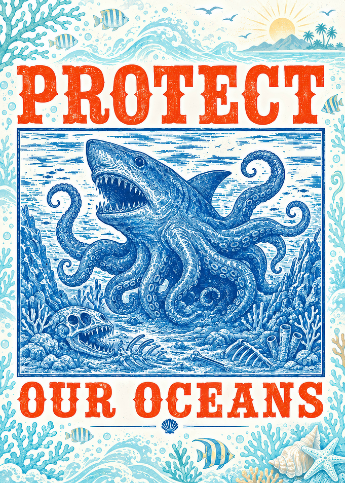 Protect Our Oceans Shark Octopus Lusca