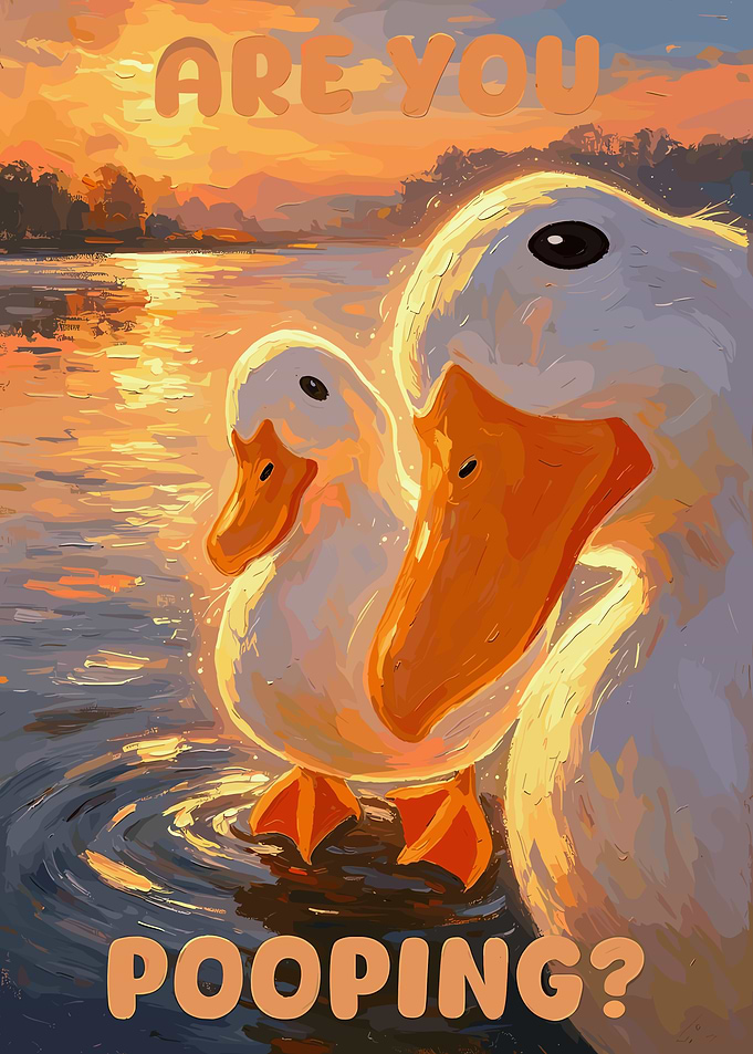 Funny Duck Sunset Poster