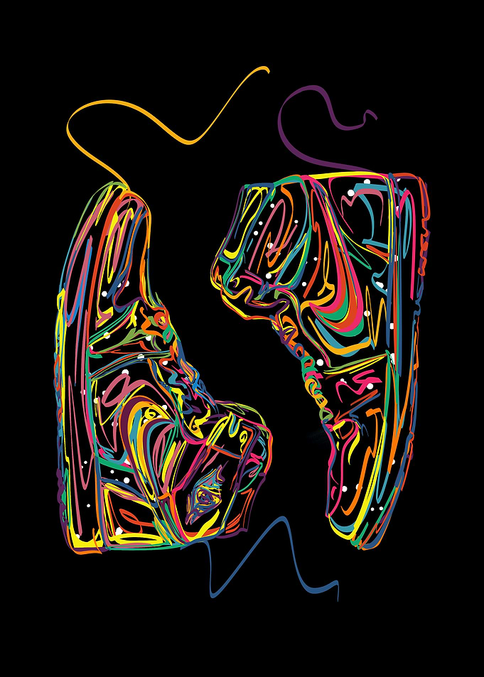 Colorful Abstract Line Art Sneakers