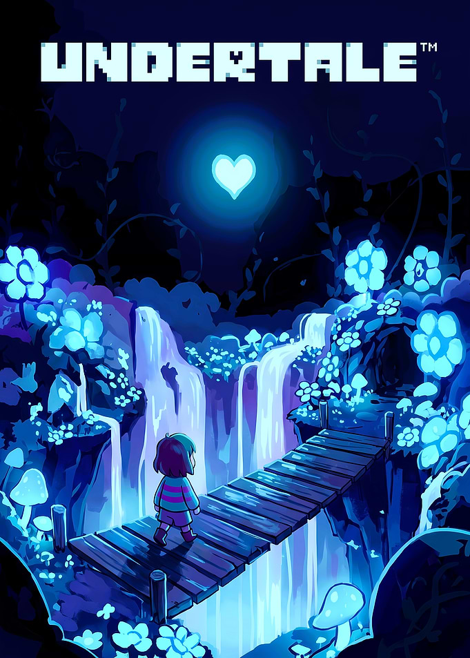 Undertale Waterfall Scene with Frisk