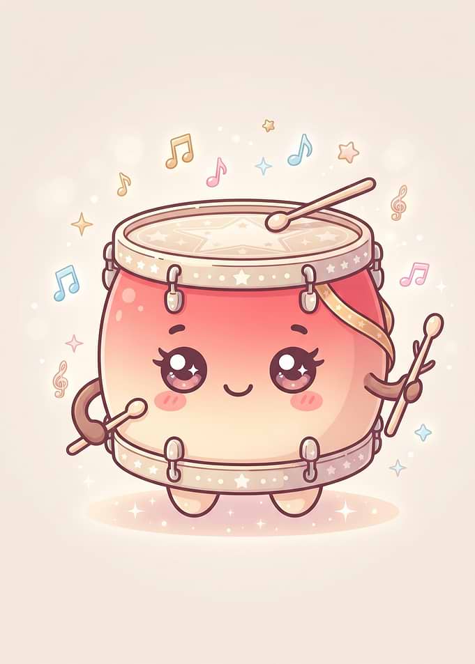 Cute Kawaii Drum Character