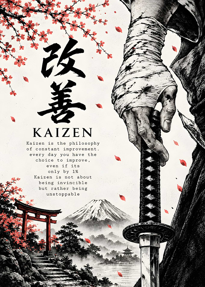 Kaizen Samurai Philosophy Poster