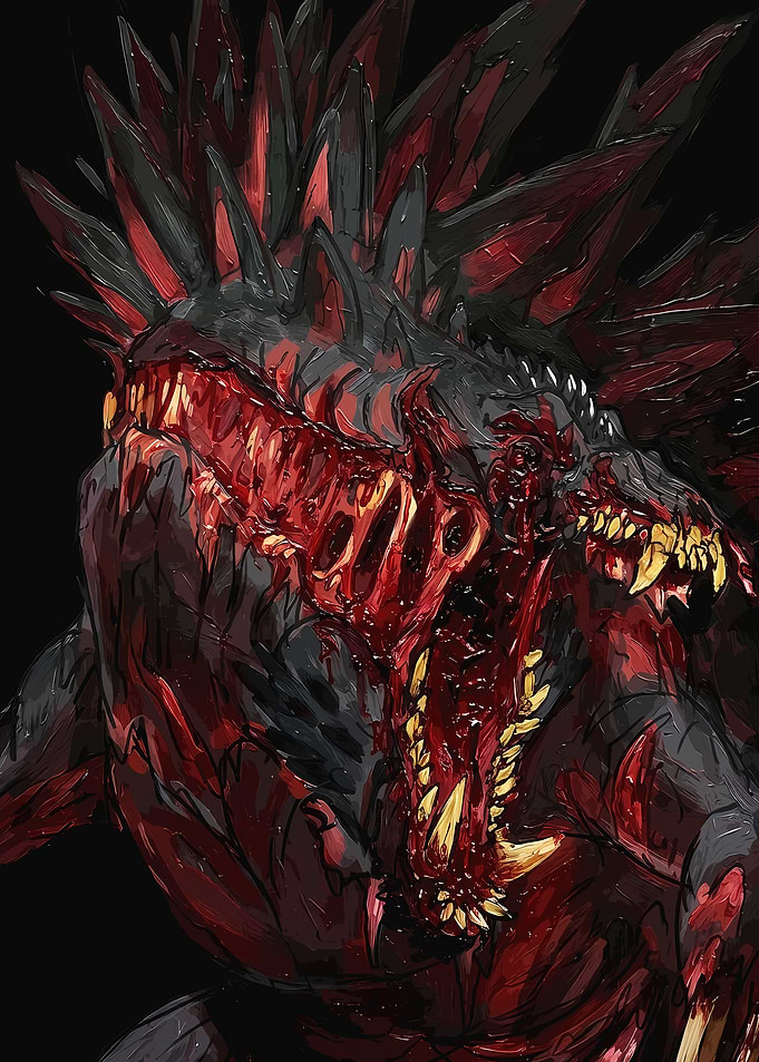 Fierce Gore-Covered Monster Portrait