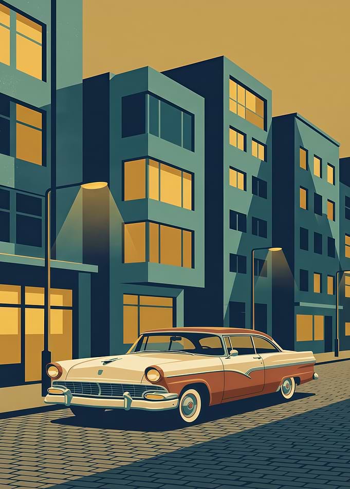 Vintage Car on City Street