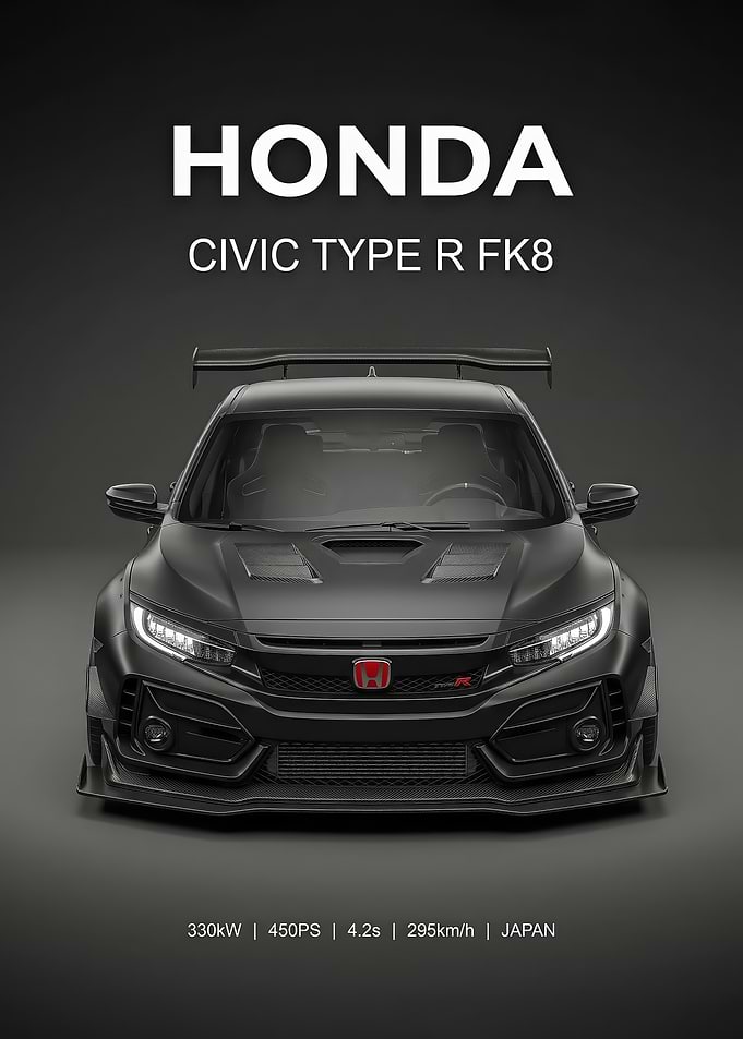 black Honda Civic Type R FK8 Poster