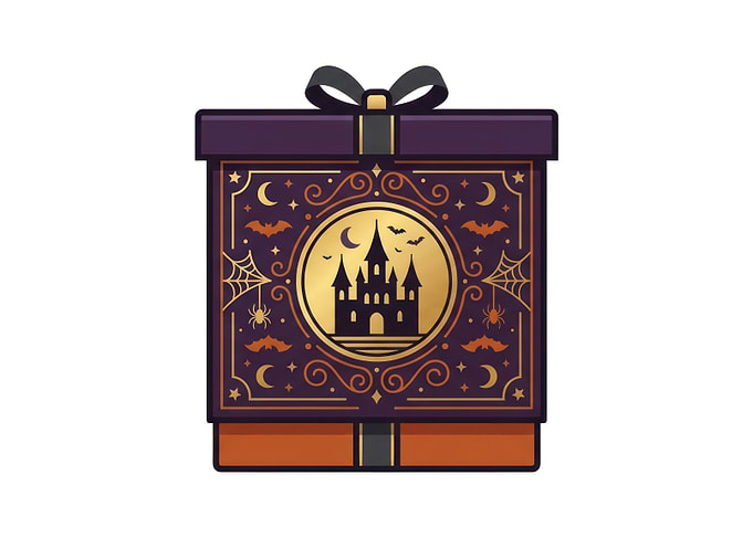 Halloween Themed Gift Box Illustration