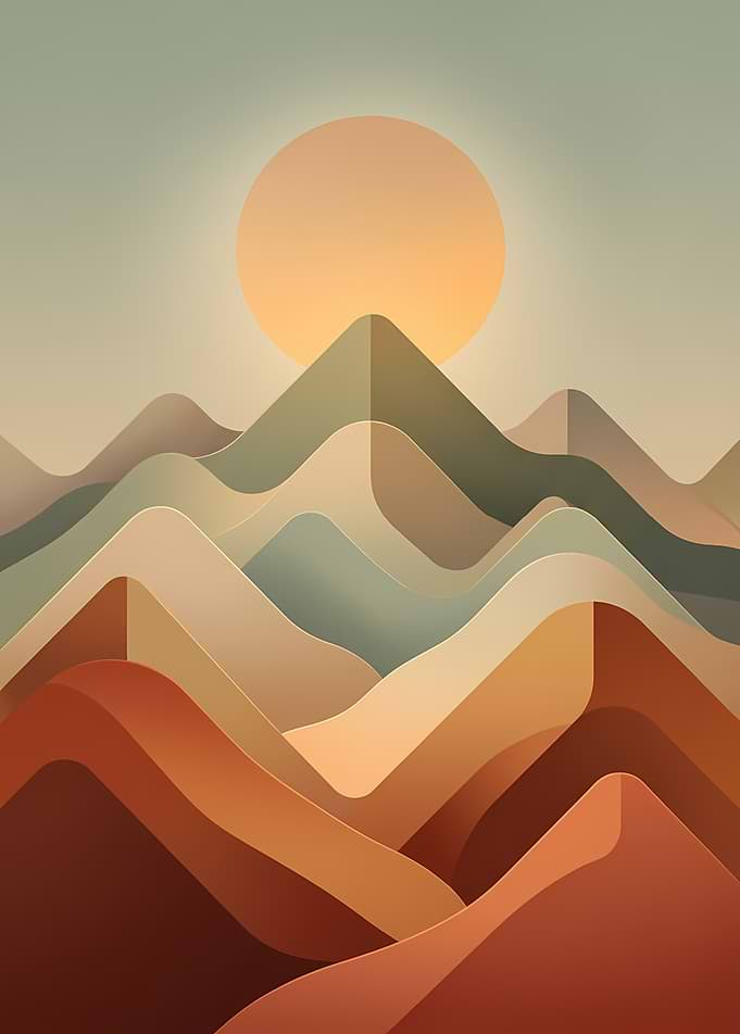 Minimalist Layered Mountain Landscape
