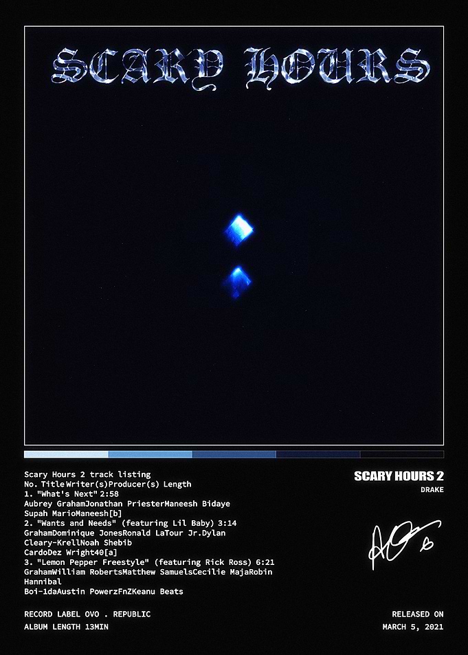 Drake Scary Hours 2 Album Poster