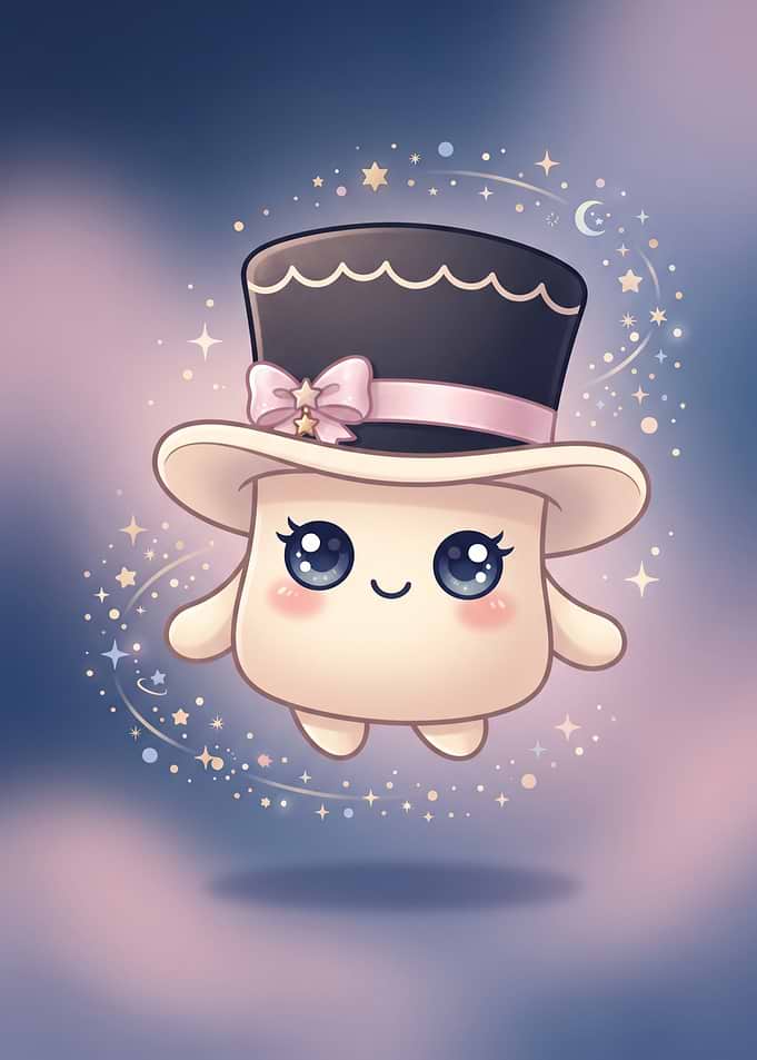Cute Marshmallow Character in Top Hat