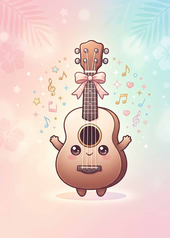 Cute Kawaii Ukulele Character Illustration