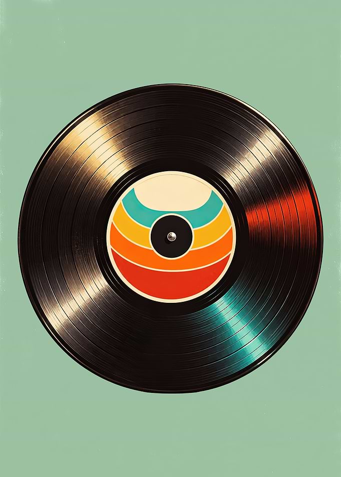Retro Vinyl Record Wall Art – Mid-Century Music Poster