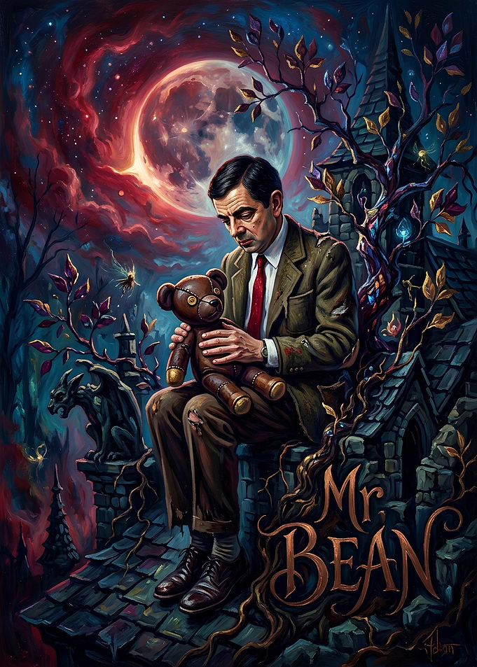 Mr. Bean and Teddy Fantasy Art