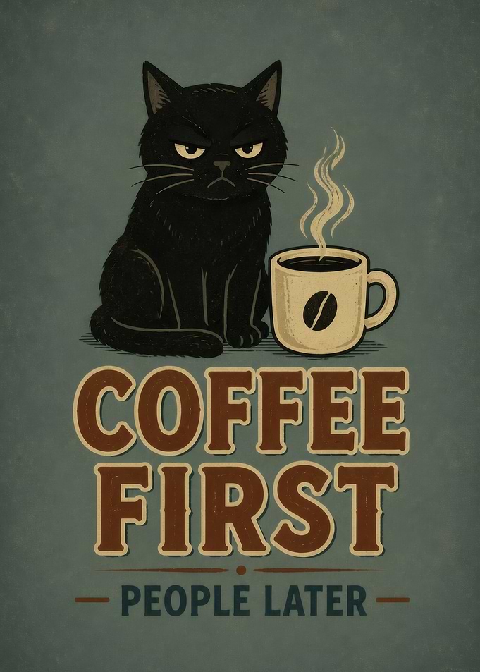 Coffee First People Later Cat Poster