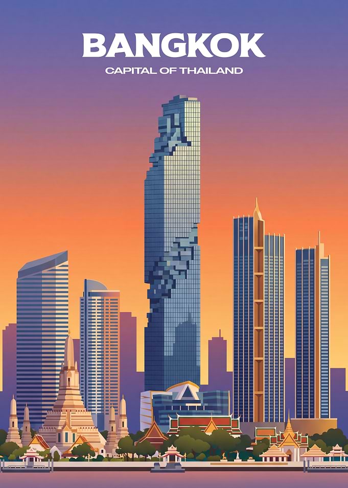 Bangkok Cityscape Travel Poster