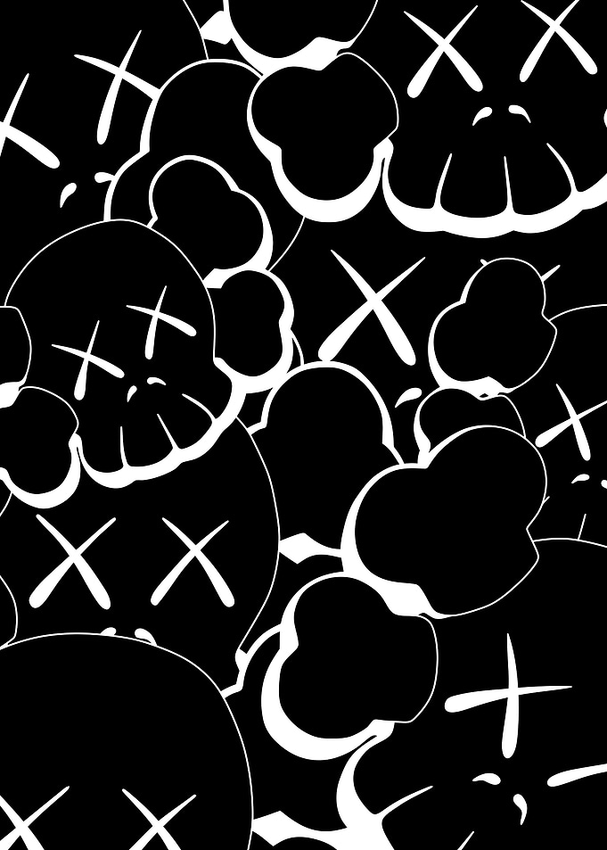 KAWS Skull Pattern Black and White