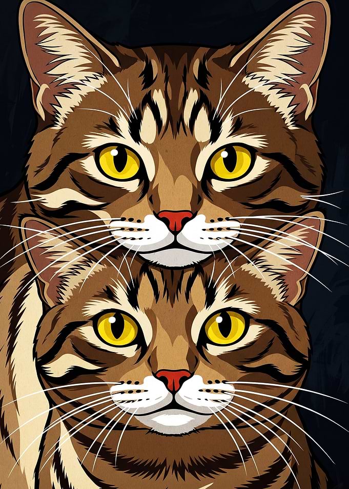 Tabby Cat Dual Face Vector Art