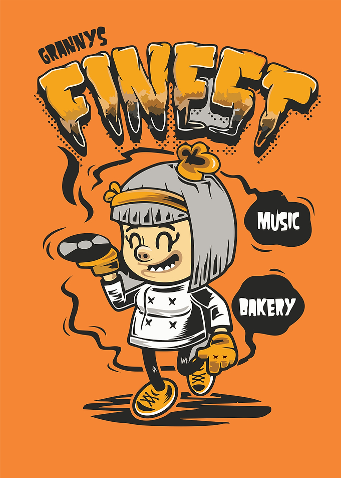 Grannys Finest Cartoon Character Illustration