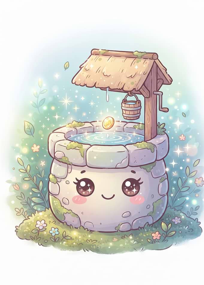 Cute Kawaii Wishing Well Illustration