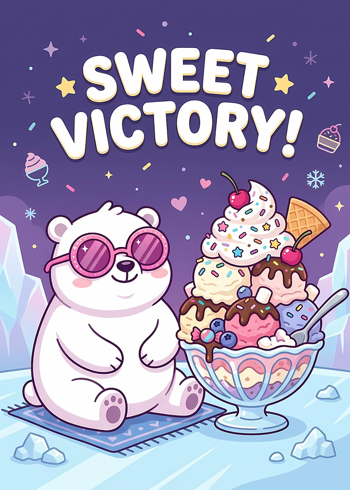 Cute Polar Bear With Ice Cream