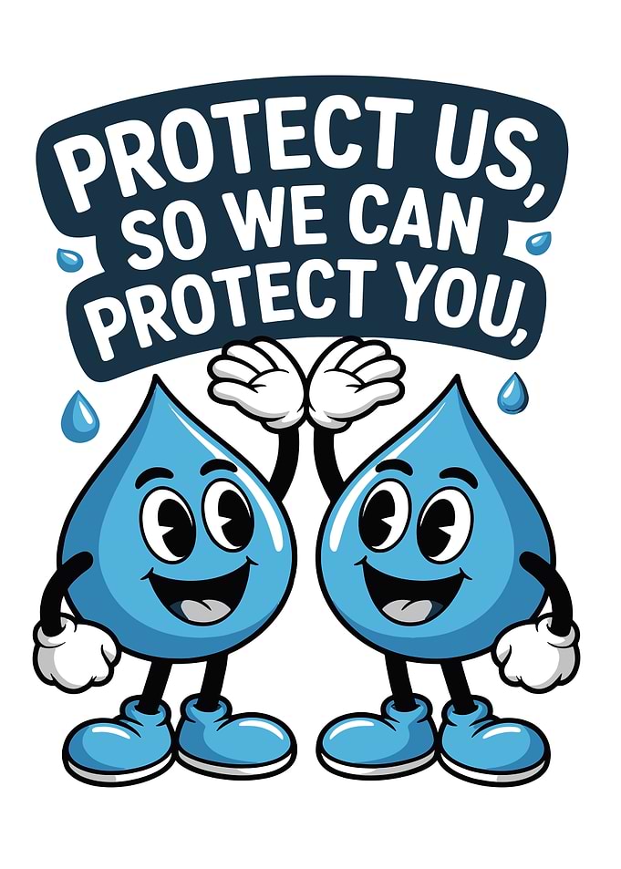 Water Drop Mascot High Five Illustration