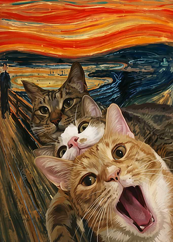 Cat Scream Funny Art Poster
