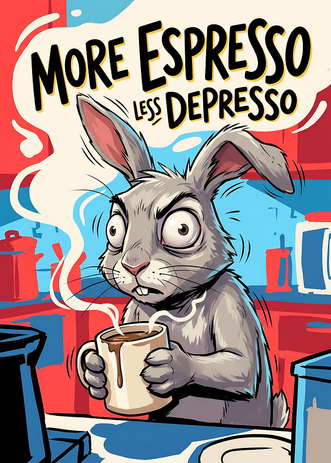 More Espresso Less Depresso - Coffee Bunny
