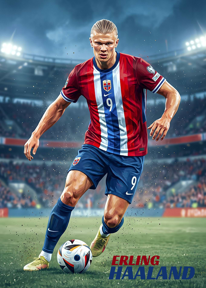 Erling Haaland Norway Football Poster