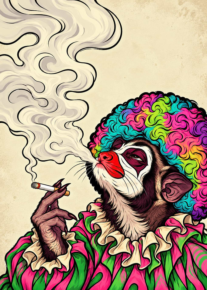 Smoking Monkey Clown