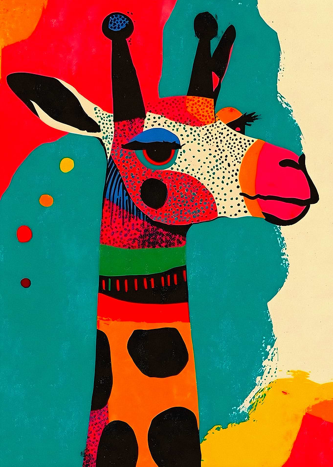 Colorful Pop Art Giraffe Portrait
