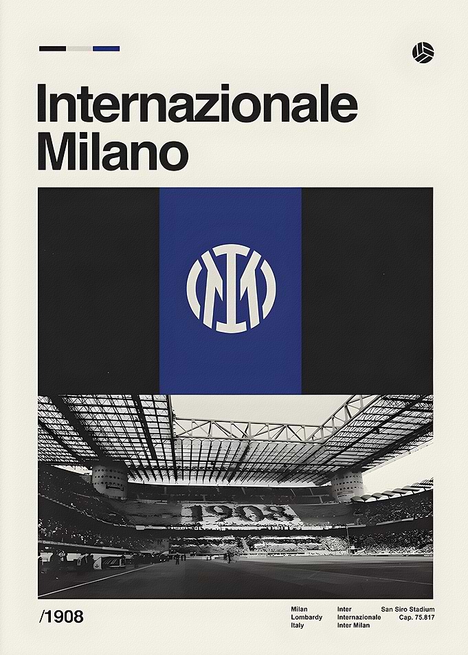 Internazionale Milano Minimalist Football Poster