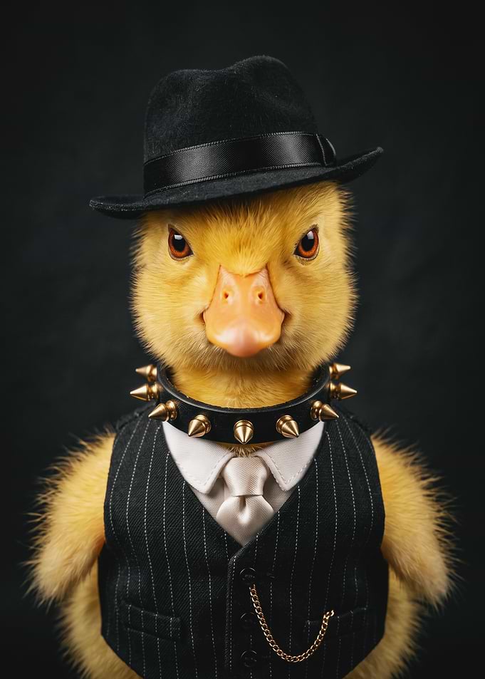Dapper Duckling in Punk Attire