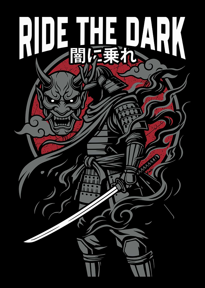 Ride The Dark Japanese Samurai and Oni Mask