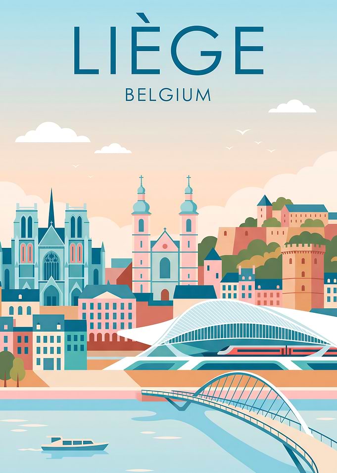 Liège Belgium Travel Poster