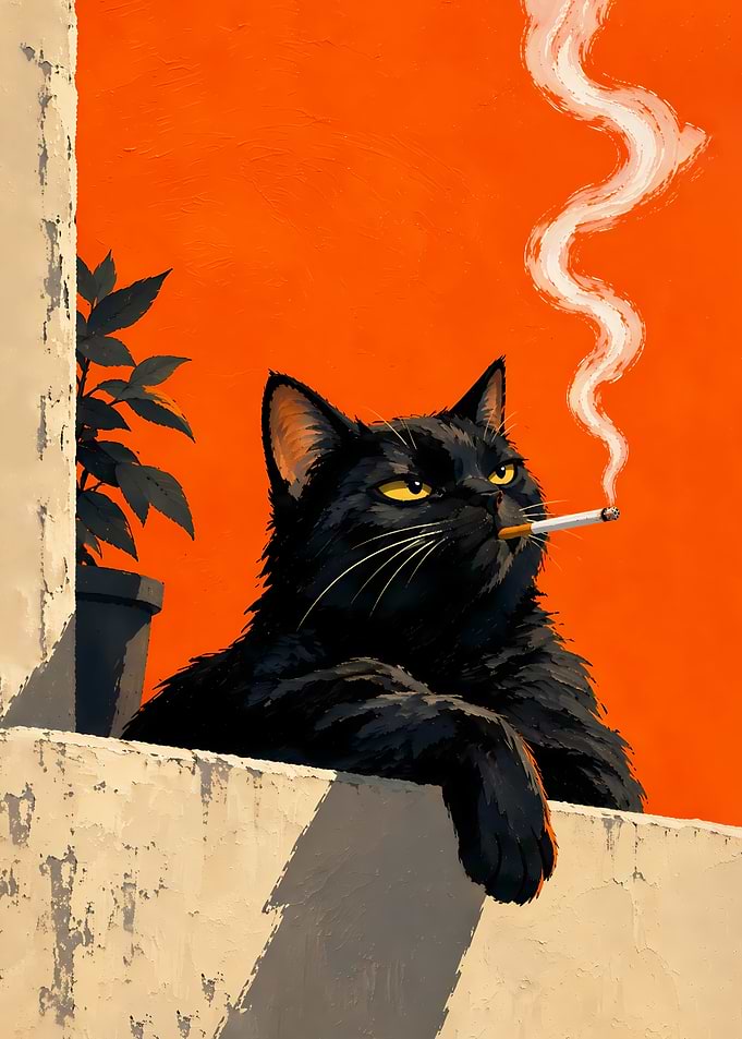 Cool Black Cat Smoking