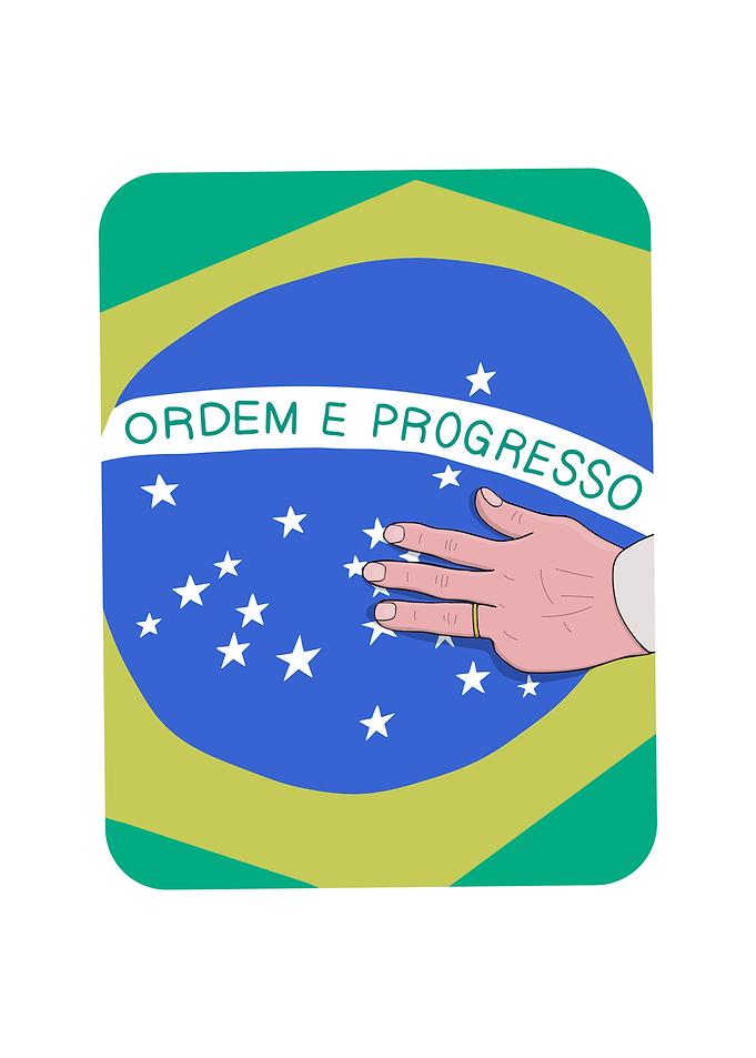 Lula's Hand Touching Brazil Flag Illustration