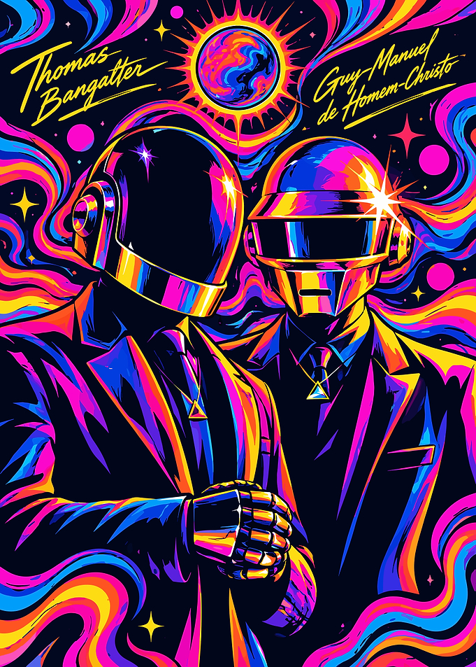 Daft Punk Psychedelic Neon Portrait