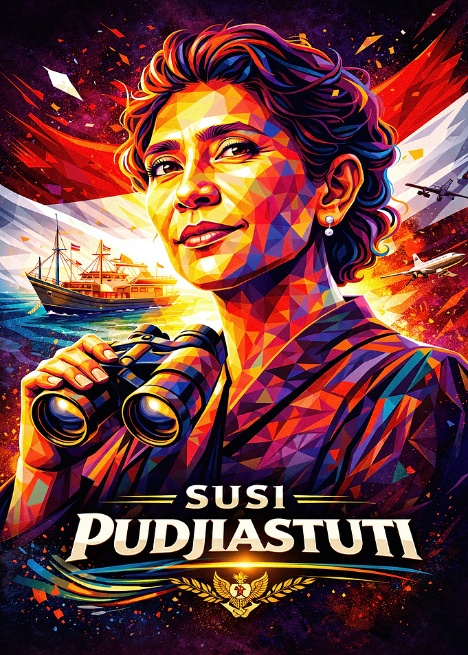 Susi Pudjiastuti Low Poly Portrait