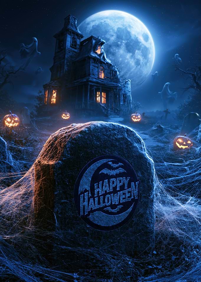 Spooky Halloween Graveyard Scene