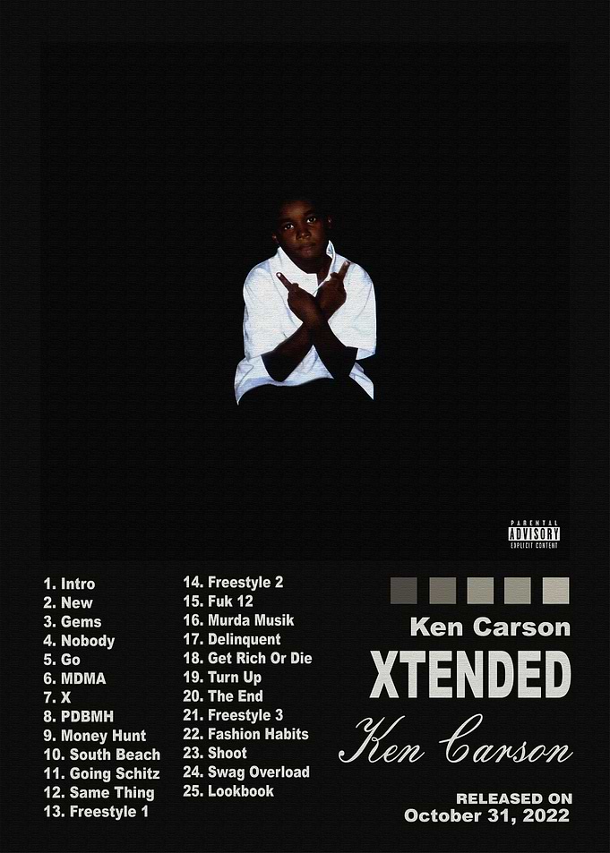 Ken Carson XTENDED Album Tracklist Poster