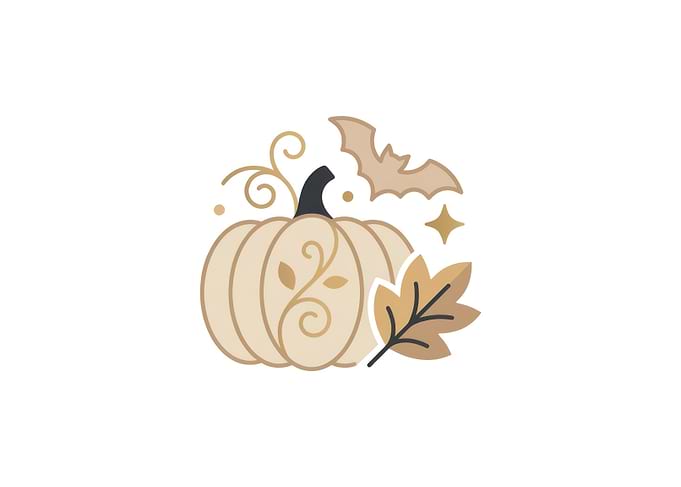 Minimalist Autumn Pumpkin and Bat Icon