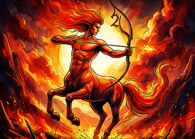 Sagittarius Fire Zodiac Centaur Art