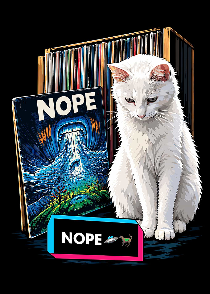 Nope Movie Vinyl Record Cat Art