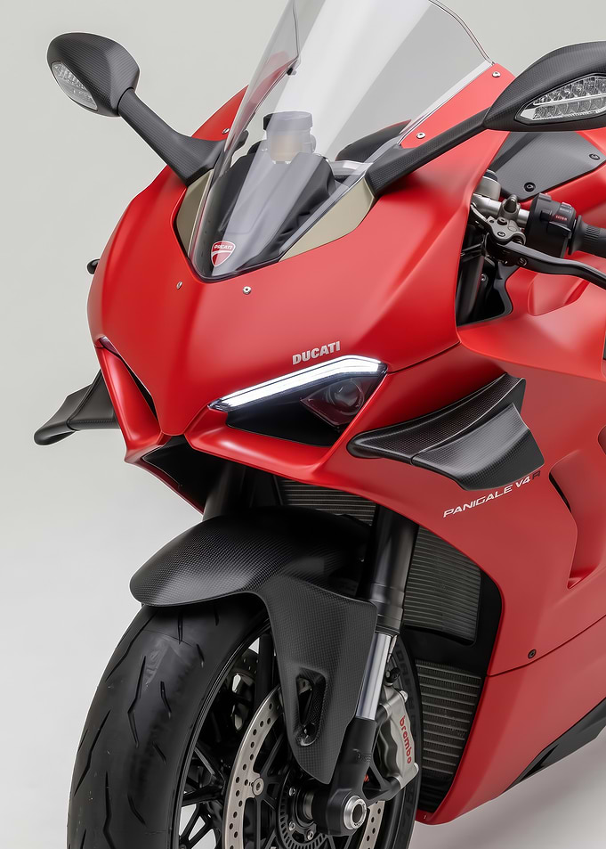 sleek close up Ducati Panigale V4 R Motorcycle
