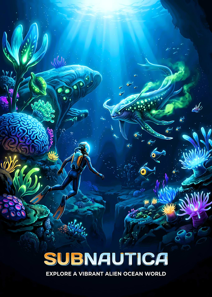 Subnautica Alien Ocean Exploration Poster