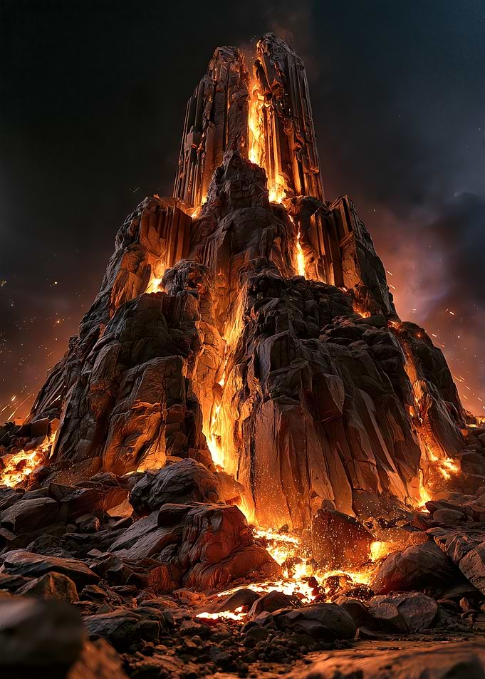 Erupting Volcanic Mountain Peak