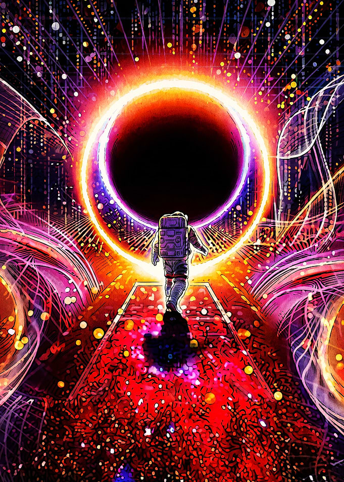 Astronaut Walking Toward Glowing Portal
