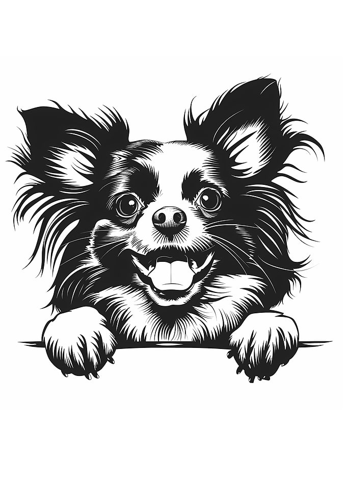 Black and White Papillon Illustration