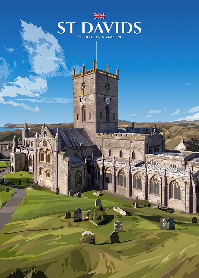 St Davids Cathedral Wales Travel Poster